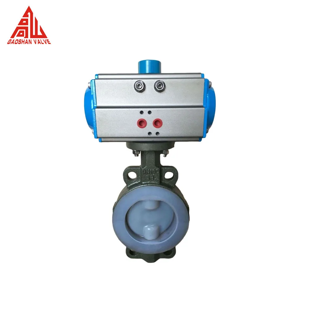 Pneumatic Actuator PTFE Lined Wafer Butterfly Valve With YT1000 YT1200 Positioner 4-20Ma