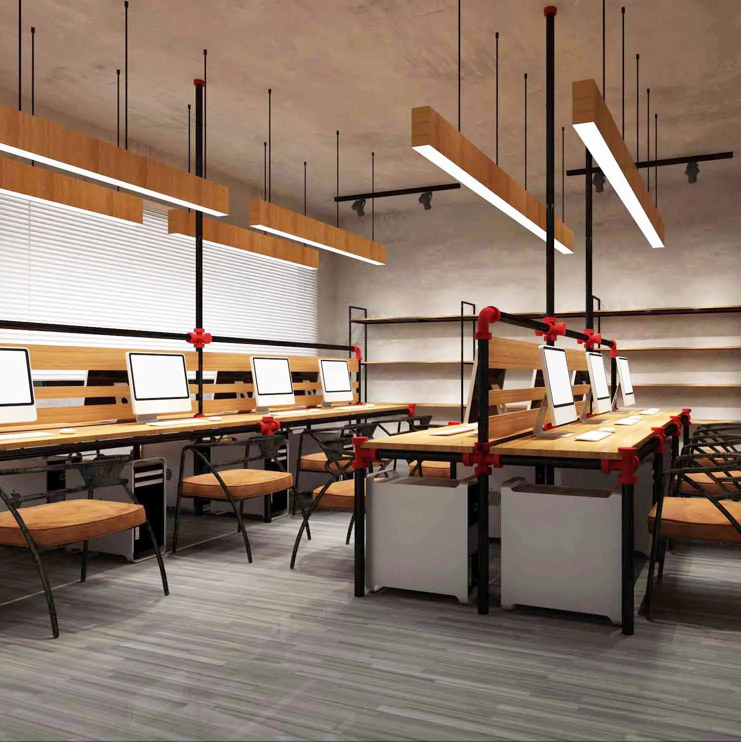 led linear luminaire Factory direct wood grain color profile pendant hanging led lights for office shop light