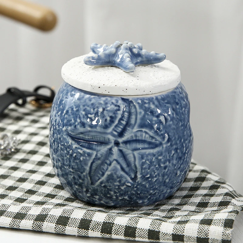 Custom nordic ocean style Home Decor accessories blue Ceramic Jewelry display Box for wedding gifts