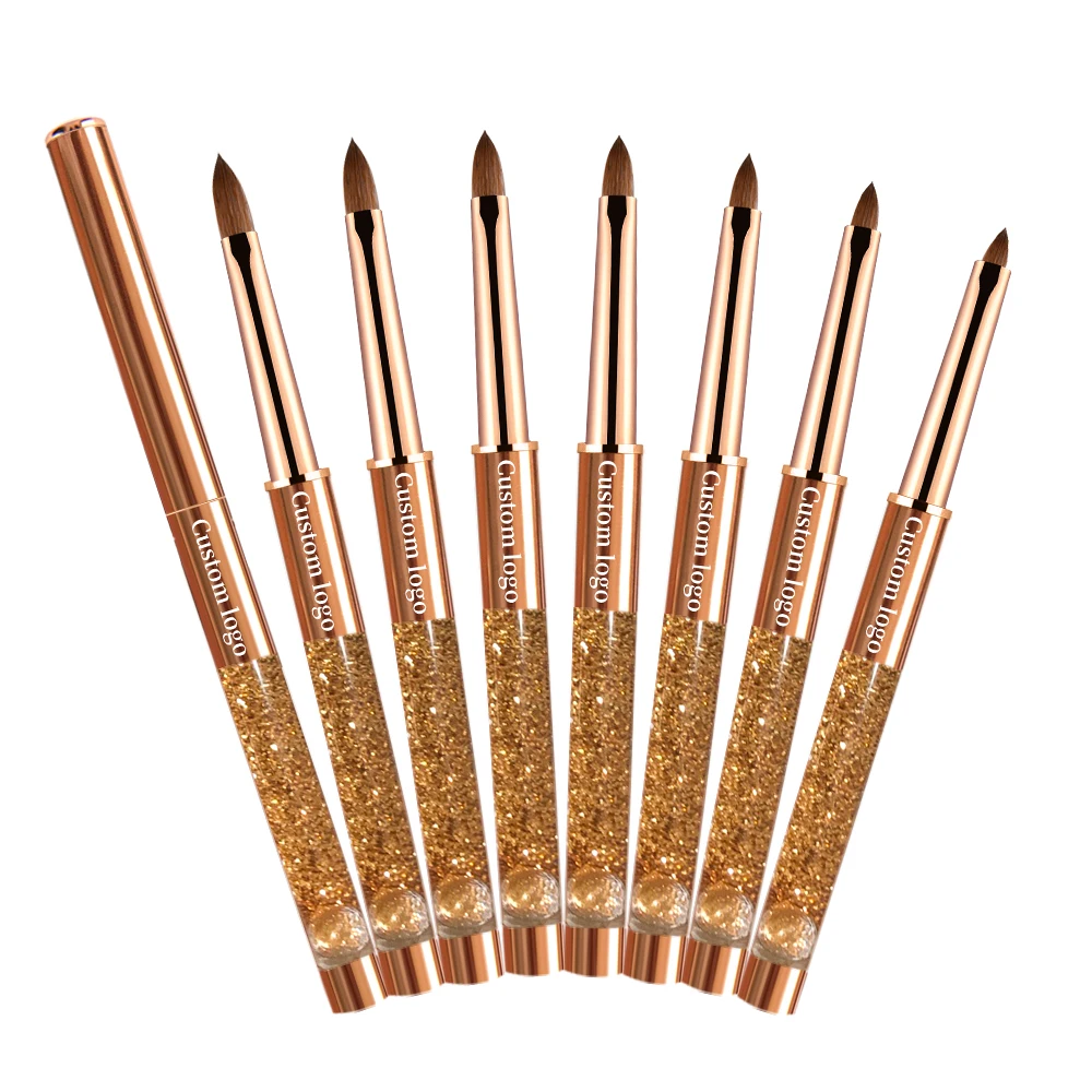 2020 профессиональная торговая марка Kolinsky Hair косметика макияж кисть для дизайна ногтей с акриловой деревянной ручкой для красоты прозрачная