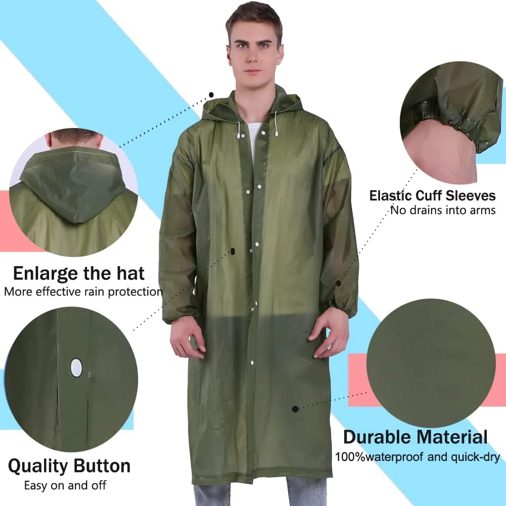 Wholesale Custom Oem Long Sports Rain Coats Reusable Waterproof EVA Raincoat Manufacturers Custom Lightweight Adults