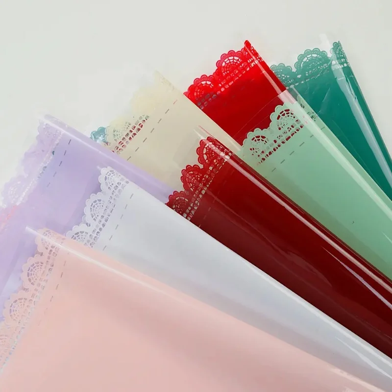 Tondo Korean Floral Art Flower Paper Transparent Lace Wrapping Paper Solid Color Bouquet Paper Opp Material Florist Supplies