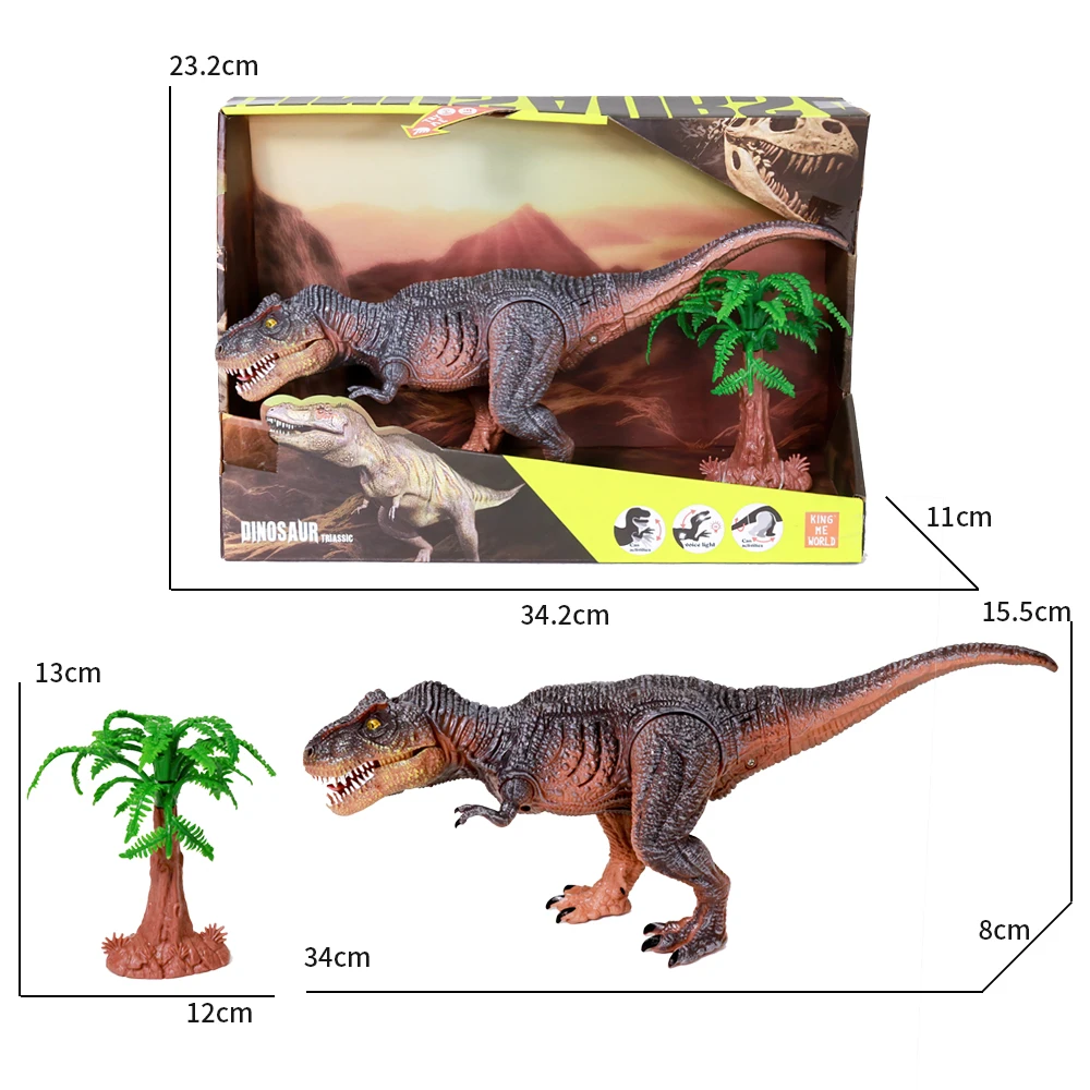 Plastic movable jonit electric T-rex dinosaur model toy with sound and light