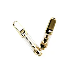 Gold CBD Vape Cartridge Ceramic Coil Cartridge TH205 0.5ML 1.0ML Glass Tank 510 Thread Empty Atomizer