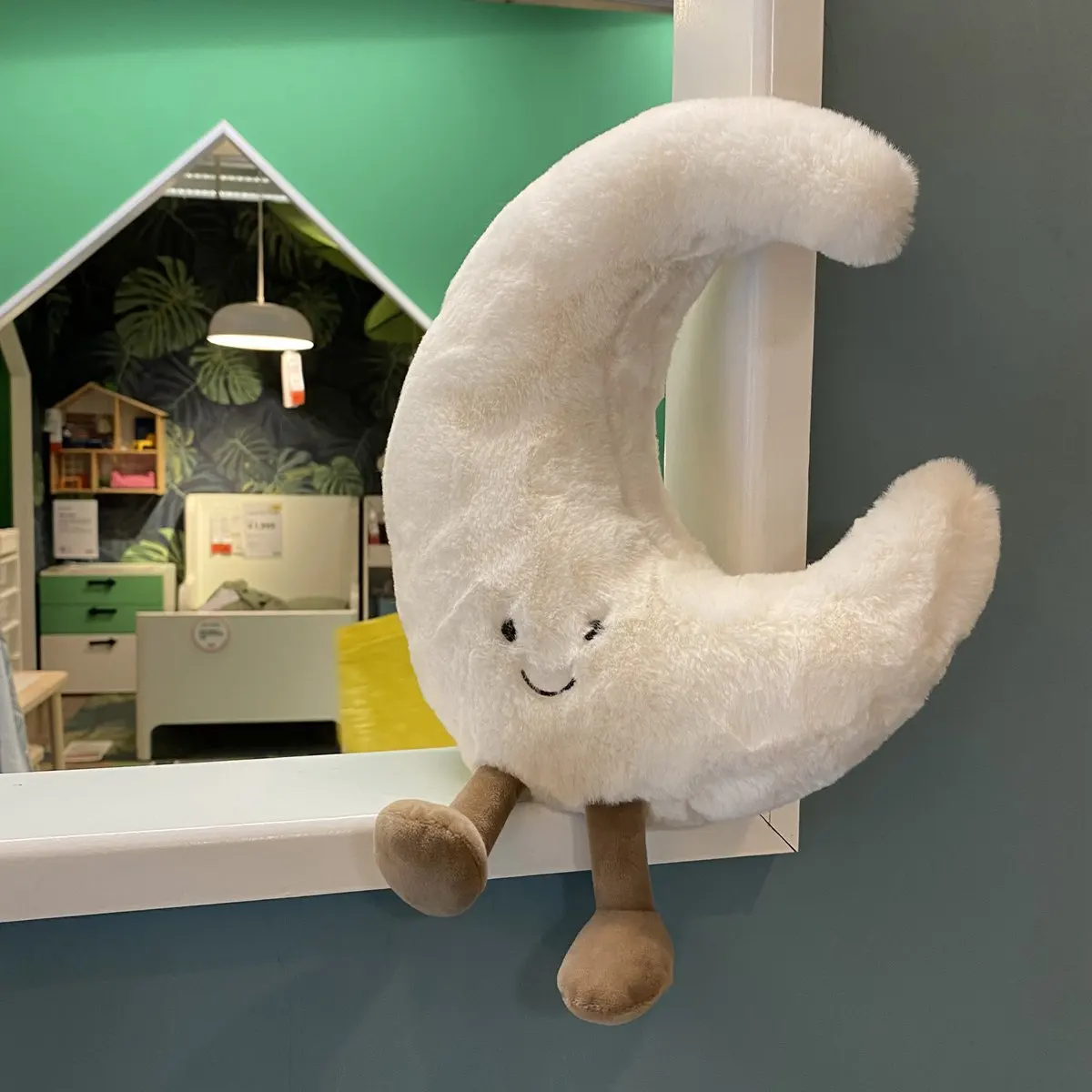 Adorable Smile Face White Moon Yellow Sun Plushie Stuffed Cute Cartoon Weather Plush Toy Sofa Decoration Bedroom Pillow