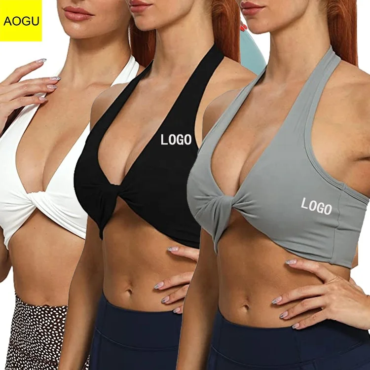 Custom Twisted Front Shockproof yoga Bra Fashion high impact gym adjustable backless Sports bra for women