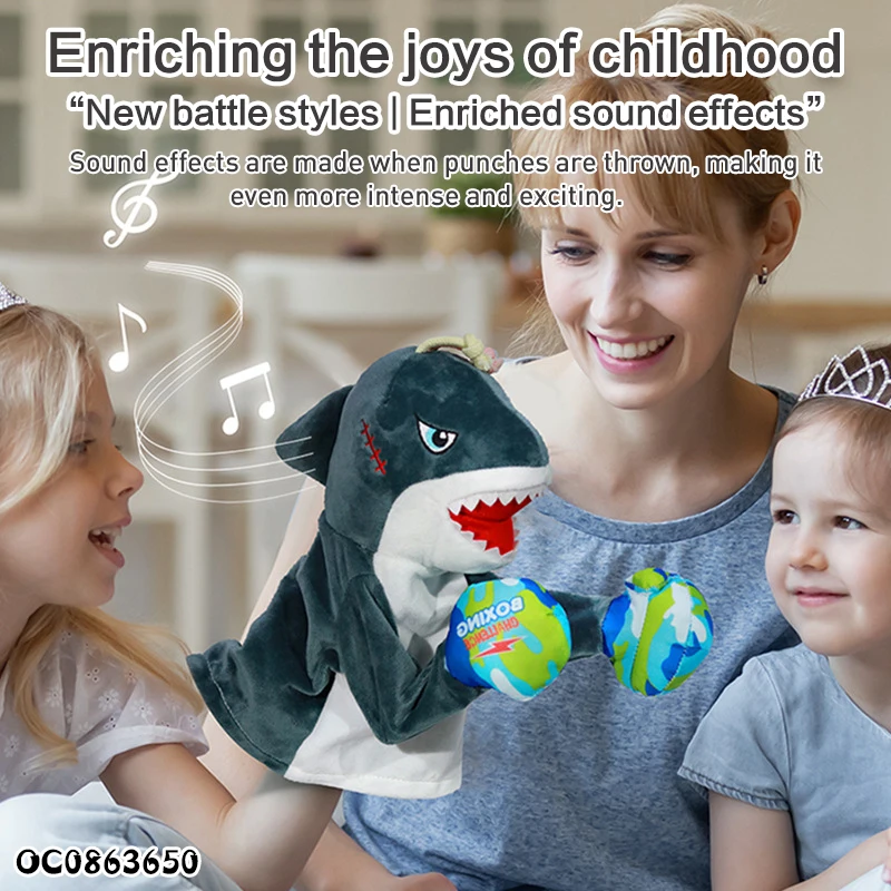 High quality funny boxing battle baby animal plush shark hand puppet kids