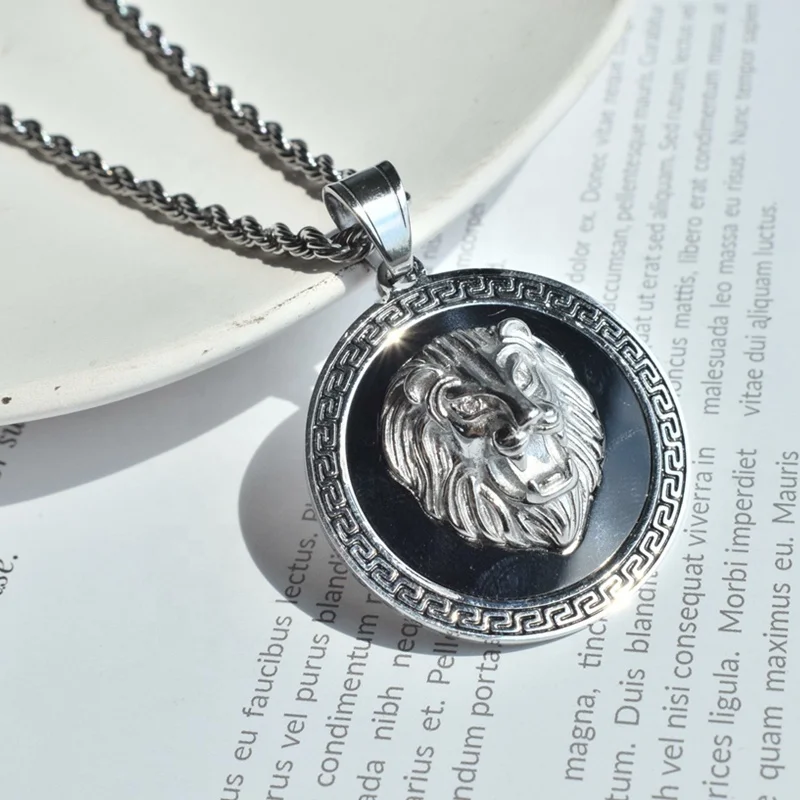 MECYLIFE Acero Inoxidable Joyeria 3D Men Hiphop Jewelry Necklace Zircon Eye Fashion Lion Head Pendant Necklace