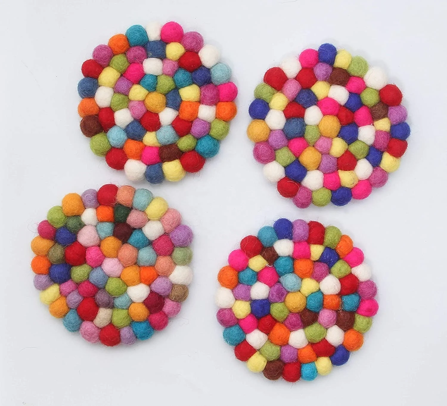 Handmade Nepal Wool Felt Ball Rags Carpet Anti Slip Floor Mats For Room