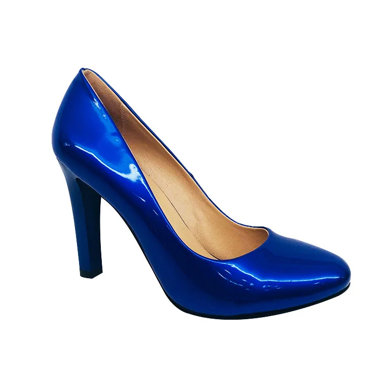 Round Toe Ladies Footwear Pumps Block High Heels 2021 Patent Leather Shoes Women Work Shoes