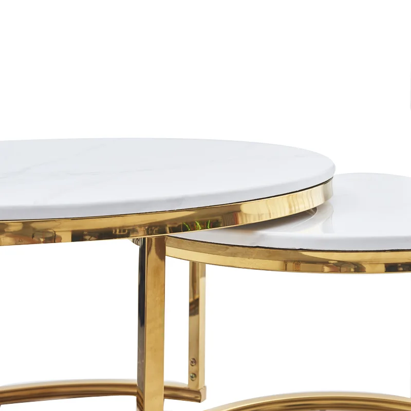 Living room furniture luxury gold round marble table tops centre coffee table