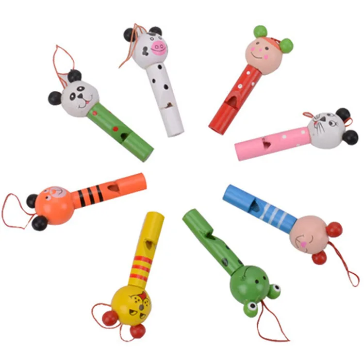 Musical cheap wooden whistle sound wooden baby toys cartoon whistles