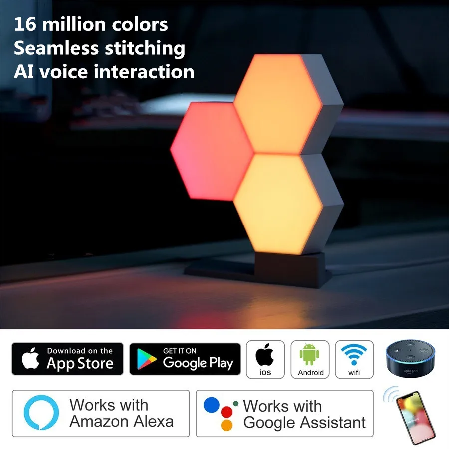  Led Wi-Fi приложение Smart Control USB quantumhoneycomb шестиугольник настенный светильник для гостиной спальни кабинета столовой настенная Подвесная