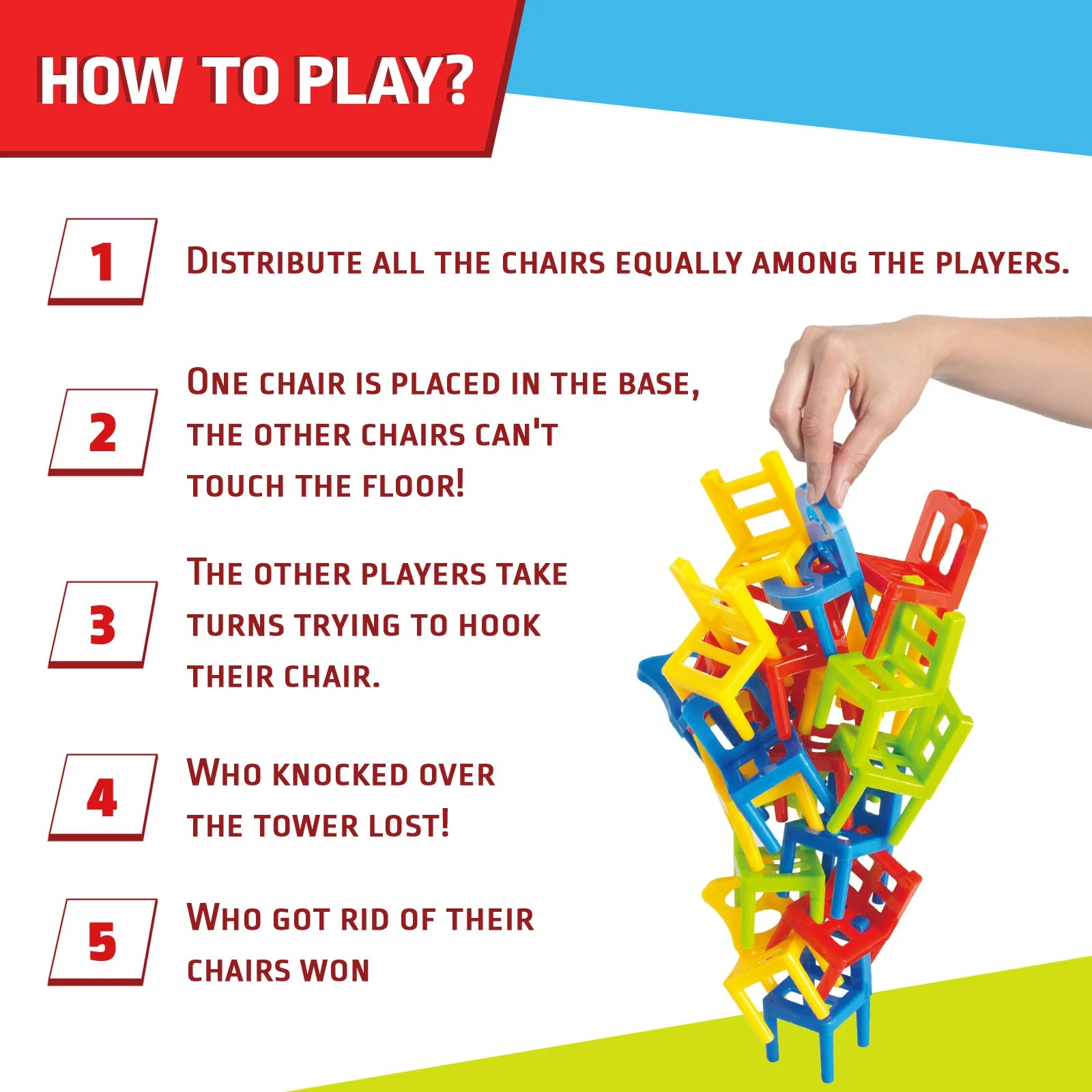 Kids Educational board game Tower of Chairs  Family Gathering Interactive Game sensory fine motor skills balancing  board game