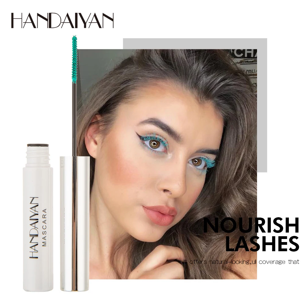 Handaiyan Colorful Mascara Waterproof Long-lasting Curling Liquid Lash Extensions Blue Green Red Black White Color Mascara