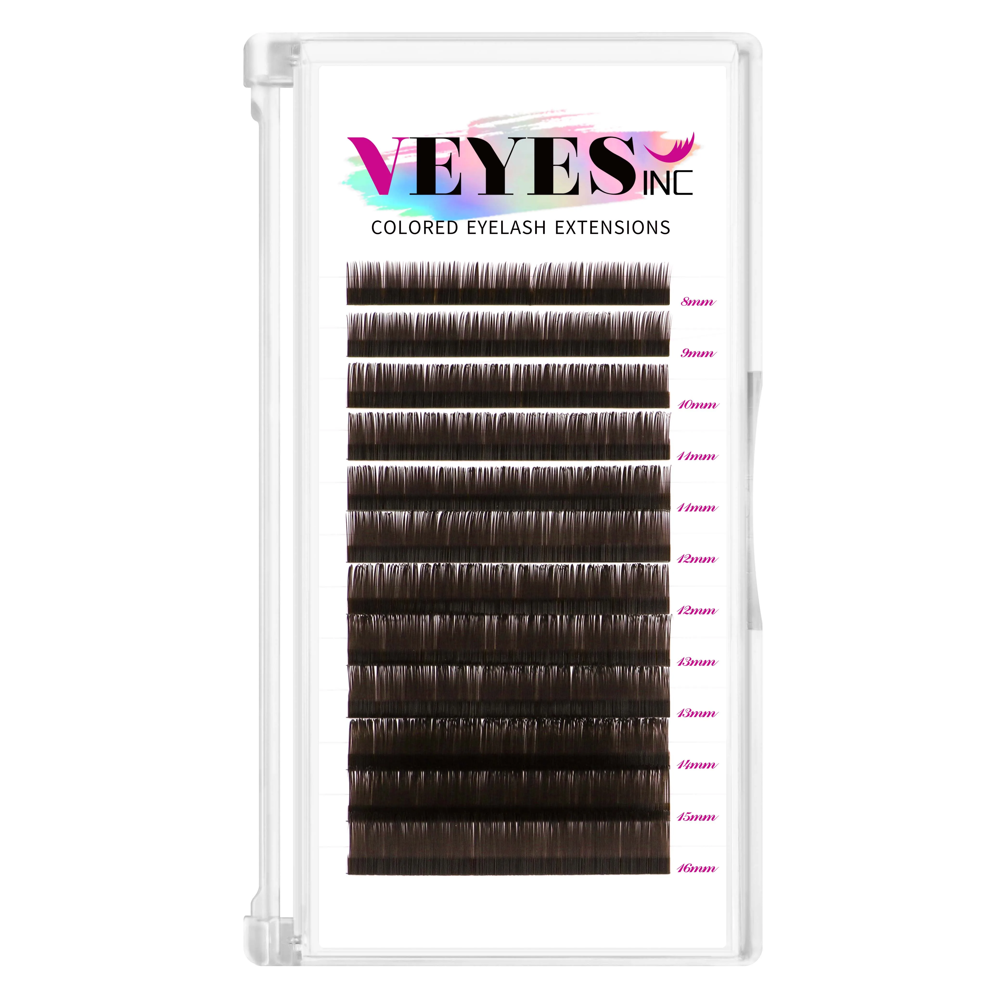 VEYES Inc Handmade Korean PBT Fiber Colored Faux Eyelashes Dark Brown 0.15mm Natural Long False Eyelashes with CC/DD Curl