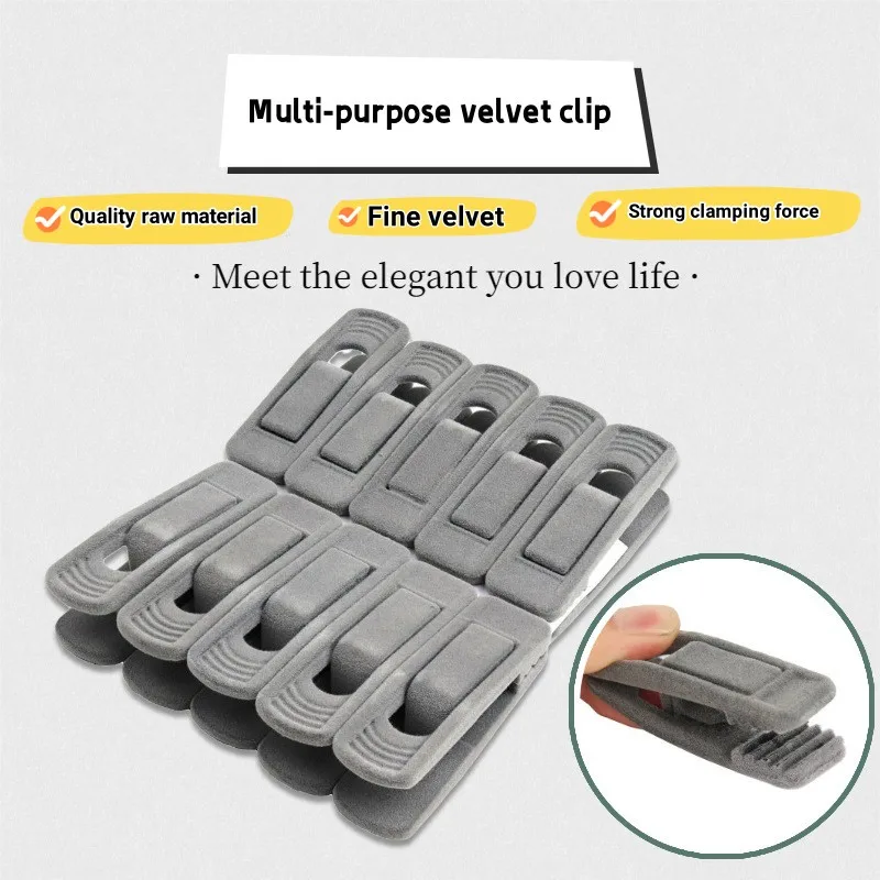 Velvet Hangers Clips 20 Pack, Grey Pants Hangers flocked Clips, Strong Finger Clips Perfect for clothespin