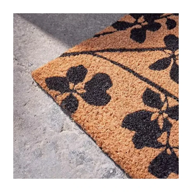 Top quality natural coconut husk mat printed modern design coconut door mat