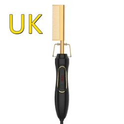 Bling Air High Temperature Handle Hair Straightener Pressing Combs Heating Heat Electric Gold Heated Styling Gear Hot Iron Comb