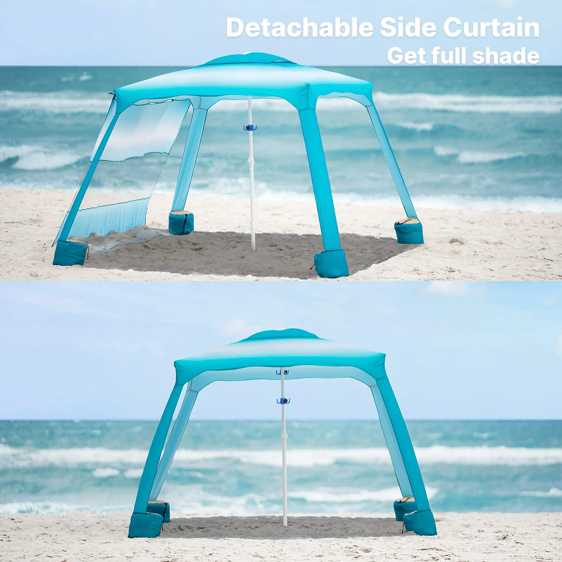 Wholesale Luxury Boho  Square Beach Shade Umbrella Tent Uv Protection White Sun Shelter Canopy Beach Cabana Tent