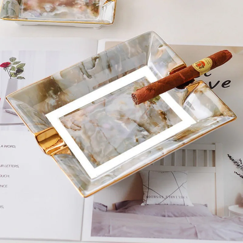 Ceramic Cigar Ashtray Luxury Home Table Desk Cigar Accessories Creativity Cigar Ashtray Smoking Gift