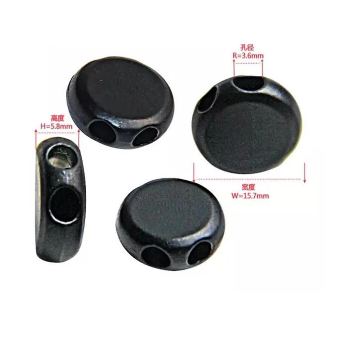 Fashion Flat Decorative Elastic Cord  Zinc Alloy Engraved Custom Bell Stopper  with Metal Ends