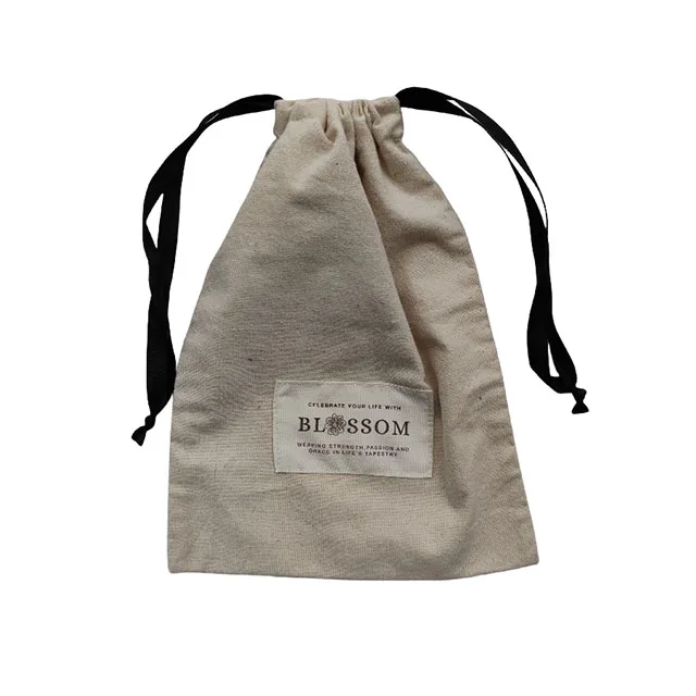 Recycled Organic Cotton Canvas Drawstring Shoe Dust Bags With Logo Dustbag For Shoes Screen Printed