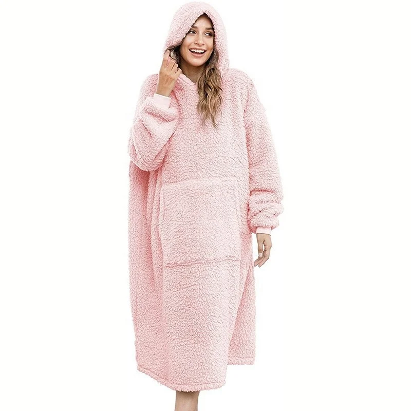 2022 Big Pocket hoodie wine red sherpa Lamb tv blanket sherpa blanket