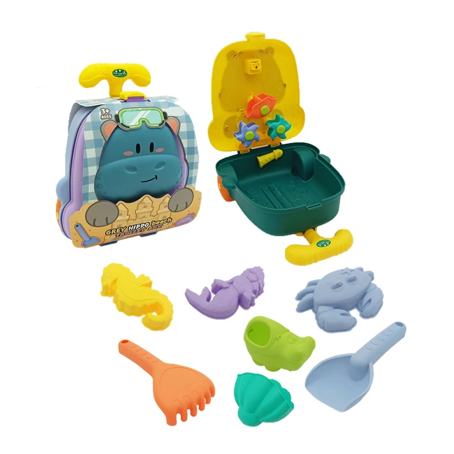 Outdoor kids trolley box set seaside play sand & water tool toys beach toy set
