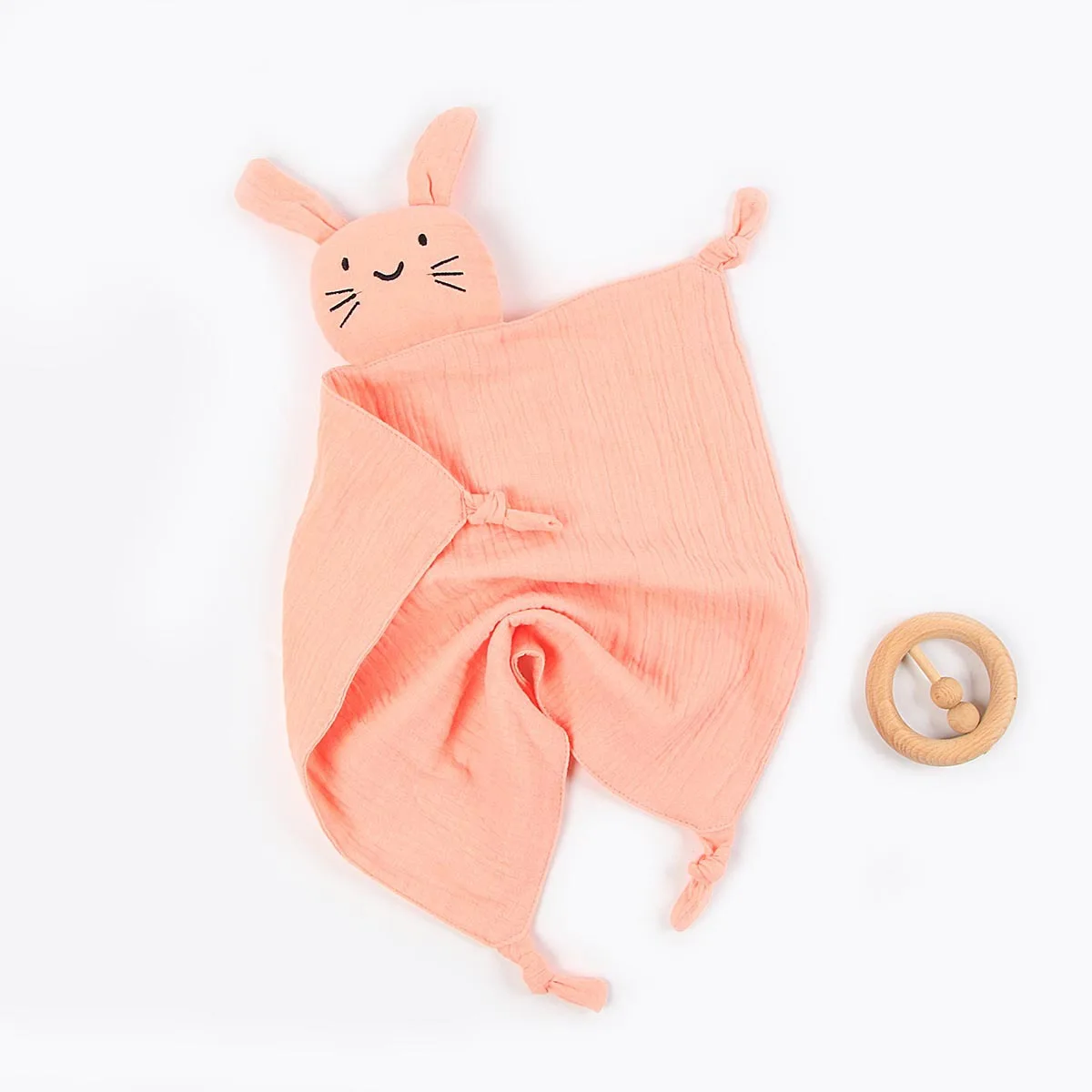 Милый 100% хлопок муслиновый кролик успокаивающее полотенце детское одеяло игрушка