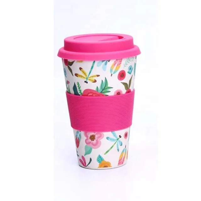 Reusable Bamboo Fibre Travel Cup Thermal Insulated 400 ml Natural Eco Coffee Mug