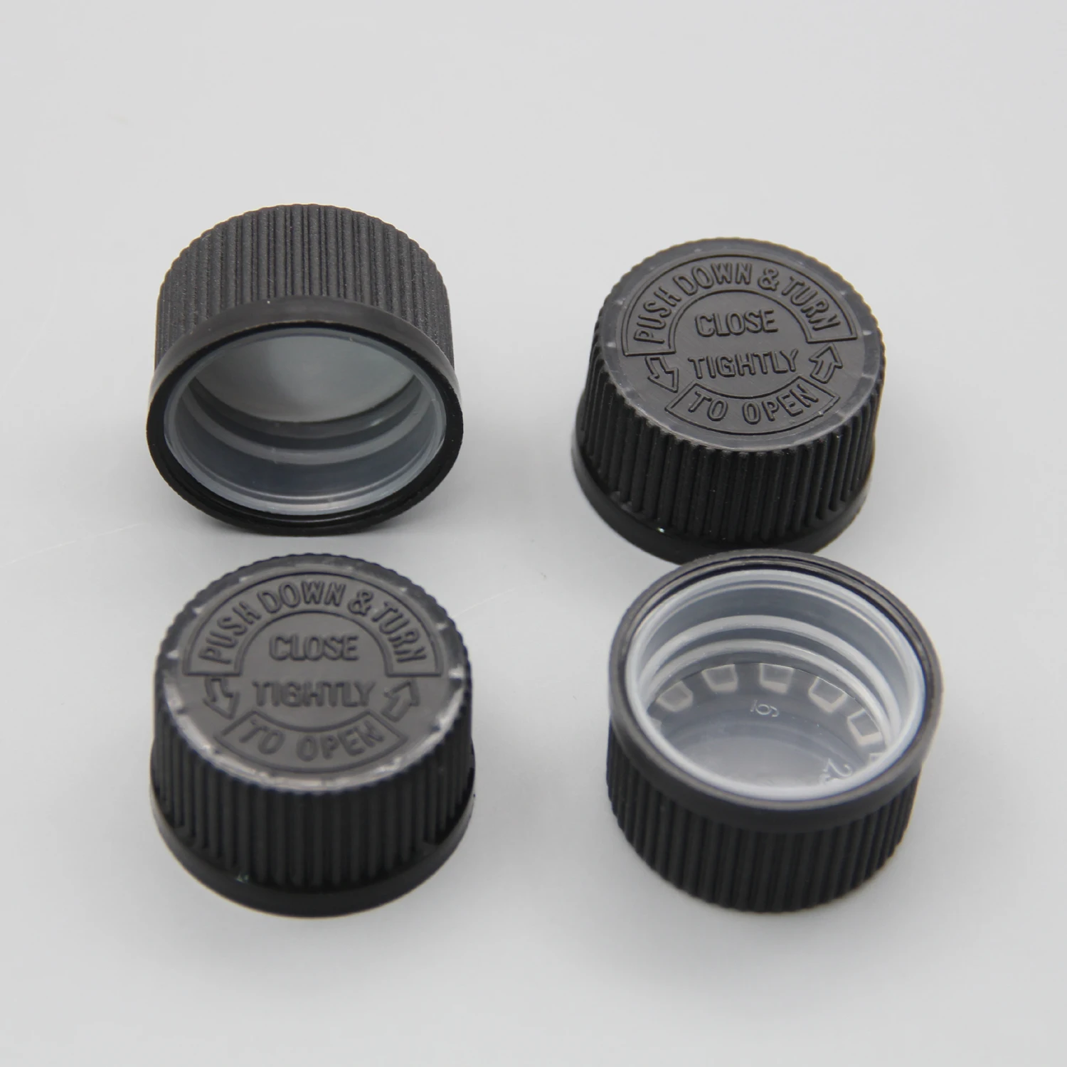 Factory Price 28mm Black Plastic Child-Proof Screw Cap For Two Neck bottle