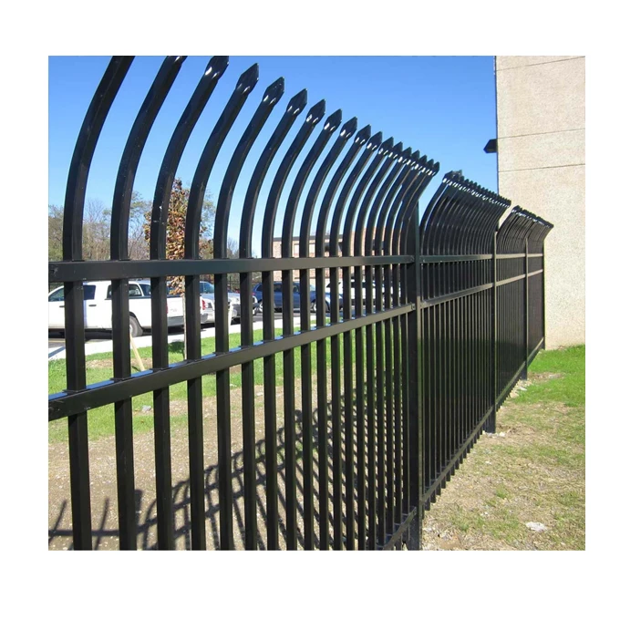 decorative iron fence bricks and iron fence design bow top tubular picket steel fence