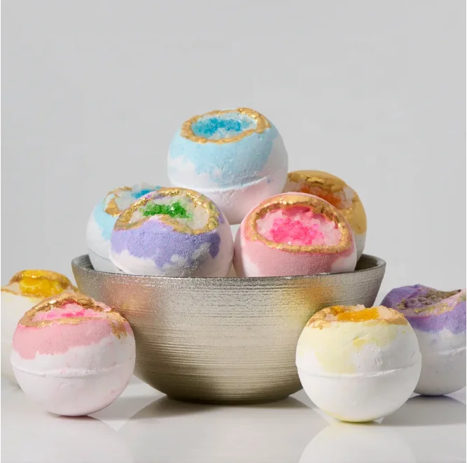 100g Deep Sea Salt Bath Ball Bomb Explosion Bath Crystal Epsom Salt Geode Bath Bombs Gift Set