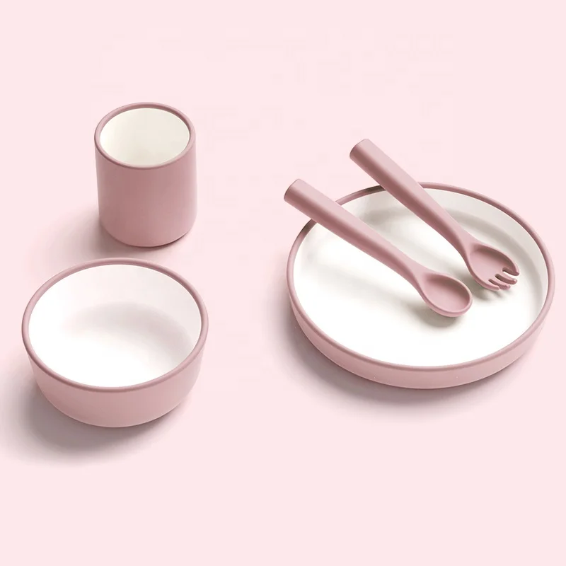 Baby Plate with Suction Toddler Suction Bowl Cup and Spoon Set 6 Set Silicone Baby Tableware Kits for Kids Dining