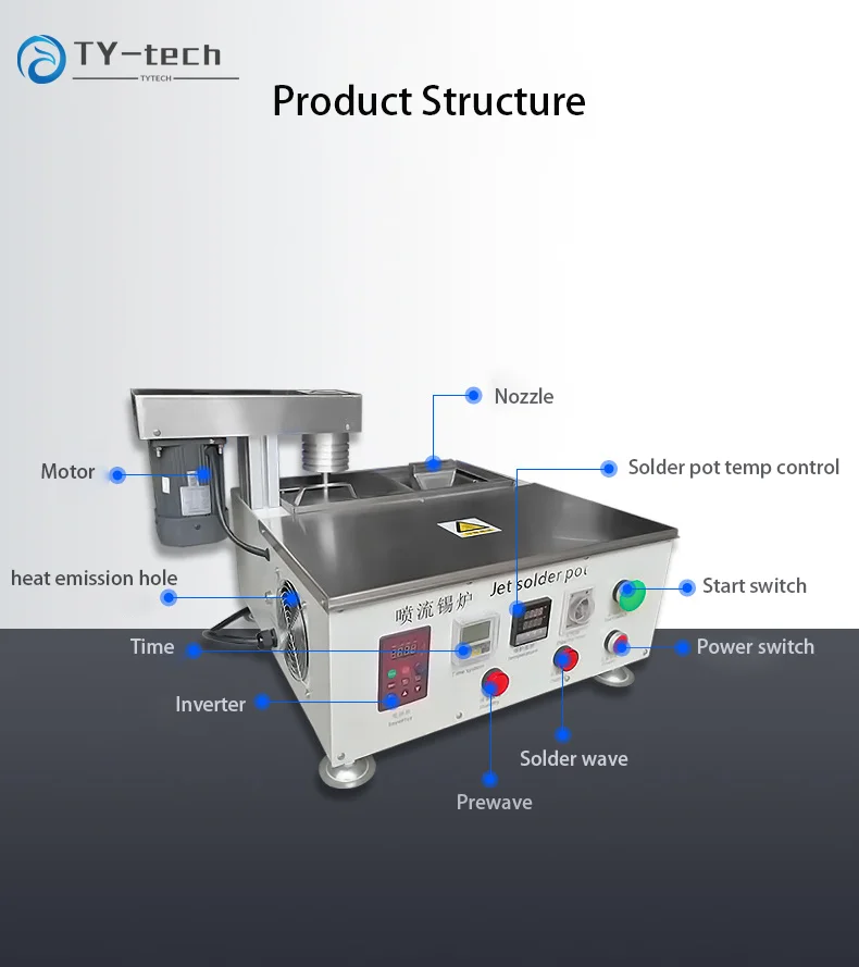 Настольная малогабаритная жестяная печь smd-оборудование для пайки TYtech-3010 волнами печатных плат