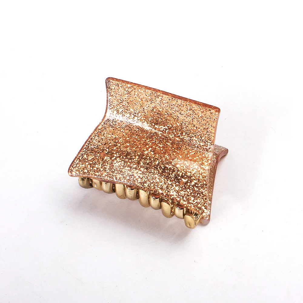 New Small Acrylic Hair Crab Clips Cute Girl Women Shiny Leopard Solid Hairpins Hair Clamp Claws Hair Accessories