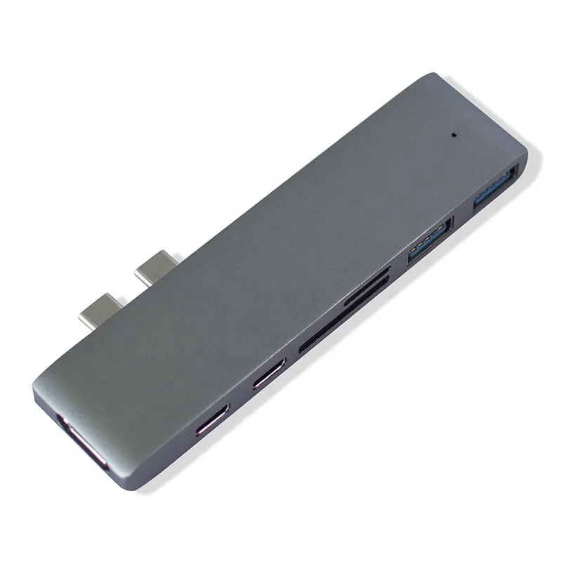  Адаптер 7 в 2 с двумя портами типа C зарядкой PD HDMI слотами для карт TF/ SD USB 3 0 Macbook Pro и т.