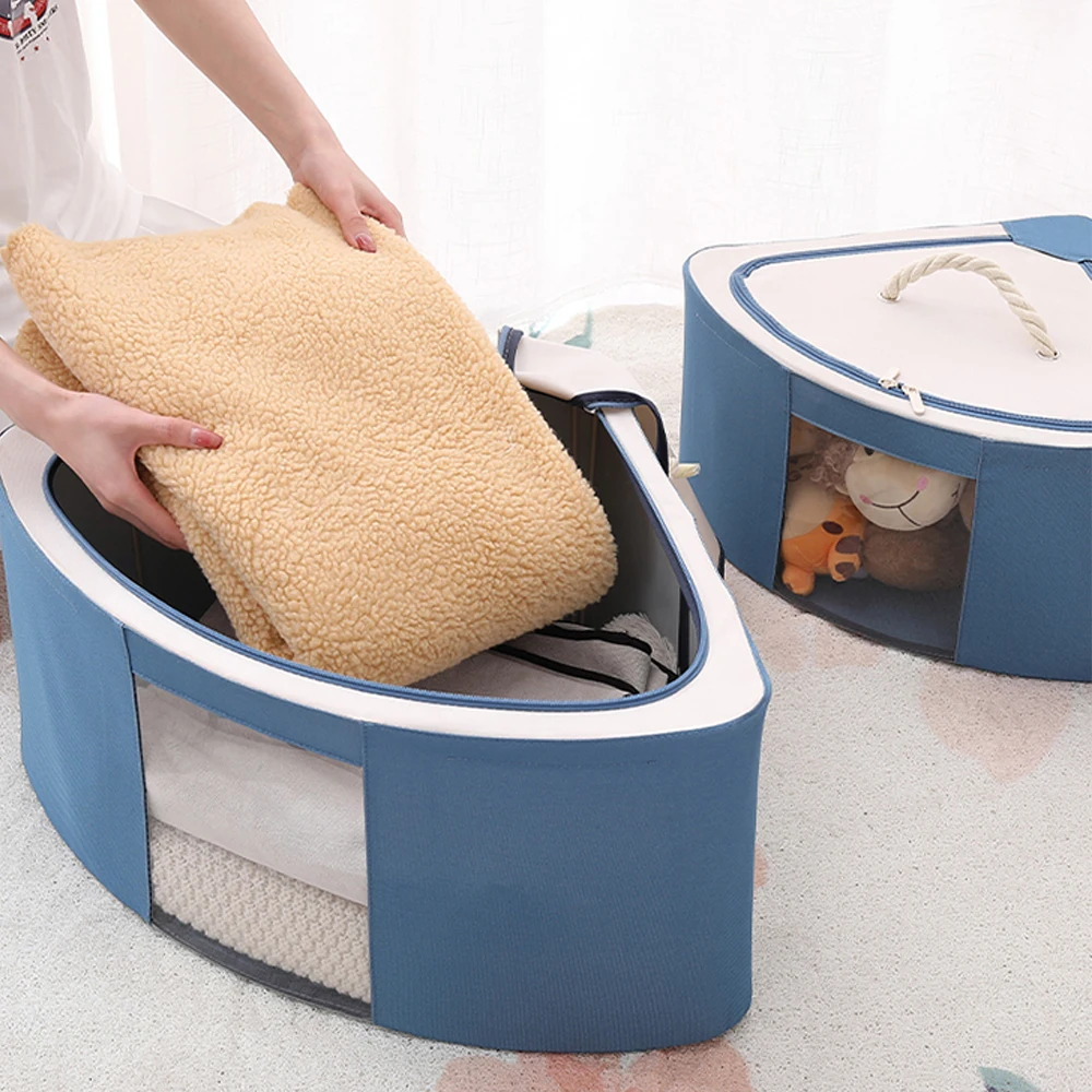 4 Set Foldable Multi-functional Corner Fabric Organizer Storage Boxes With Window