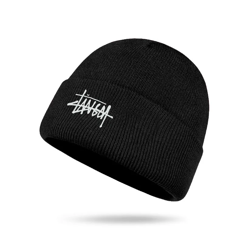 Custom Puff Logo Winter Skull Cap 100% Acrylic Designer Beanie Hats High Hip Hop Warm Knitted Appropriate Digital