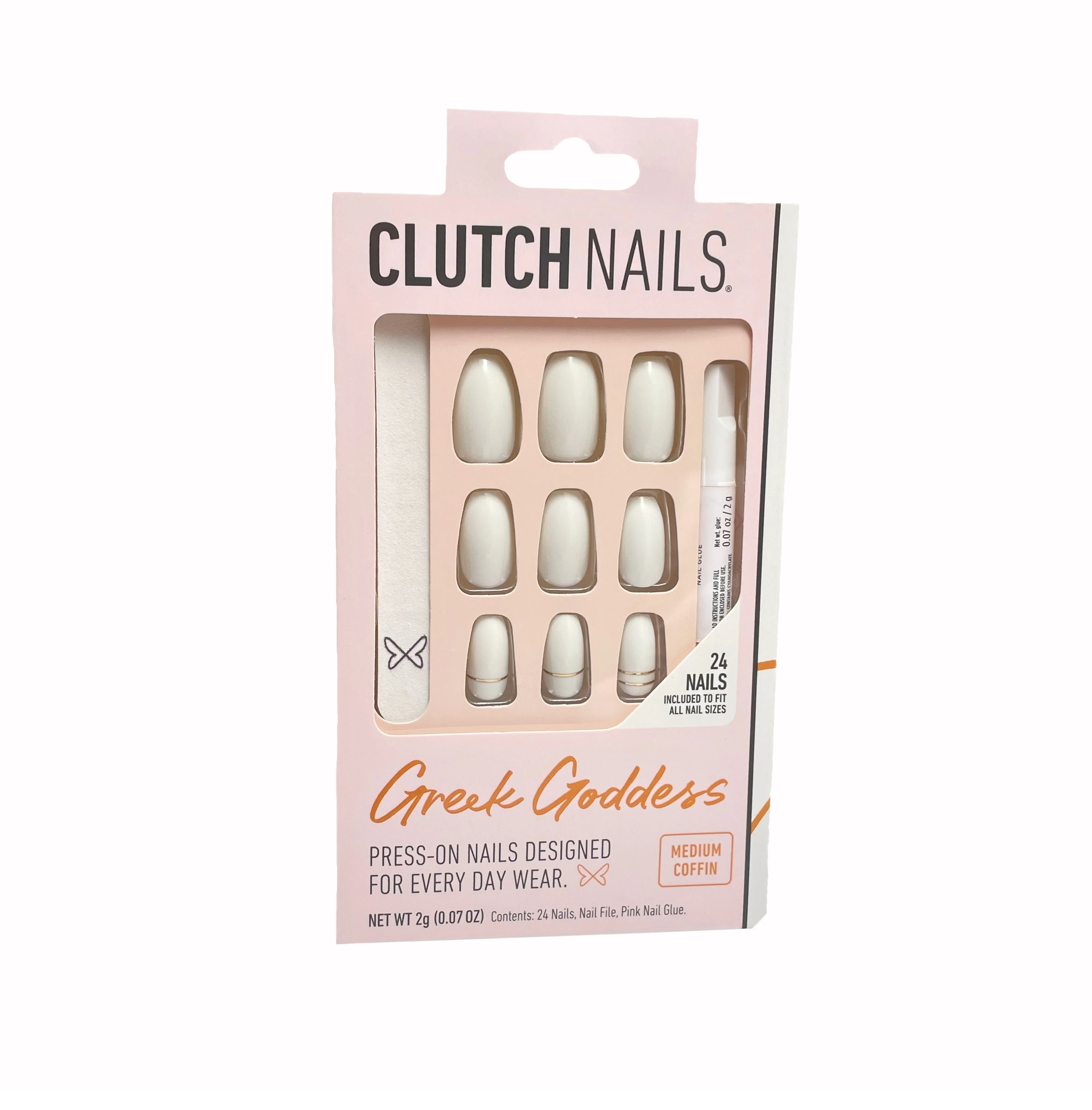 CFF110 Golden Line White 3D Press on Nails Salon Style ABS Design Reusable and French Manicure Model Print Packaging