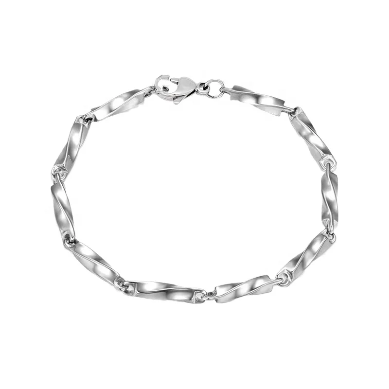 New Fashion Simple Design Titanium Steel Silver Teenager Unisex Link Bracelet