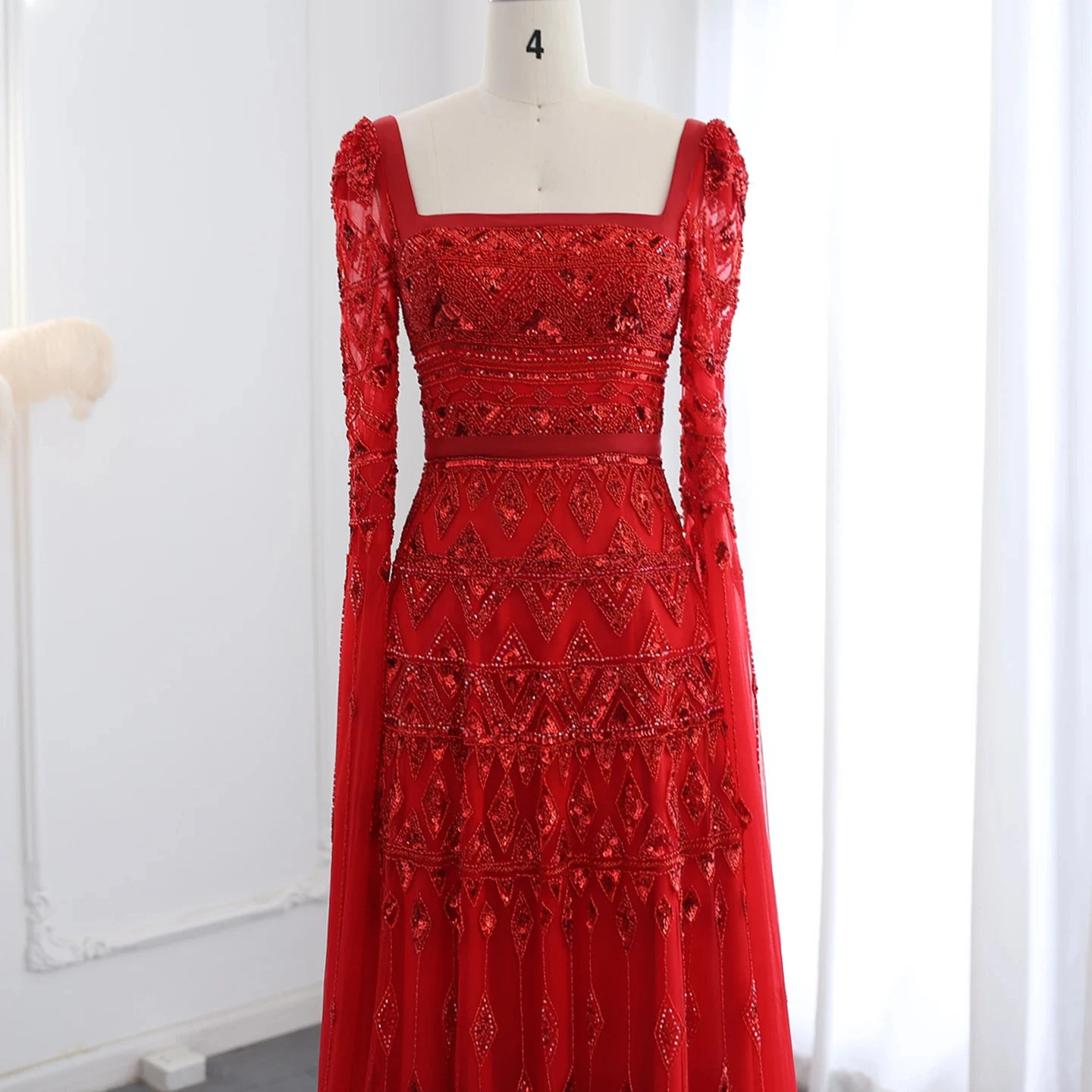 Luxury Wine Red Arabic Burgundy Evening Dress with Cape Sleeves 2024 Elegant Dubai Women Wedding Party Gowns LSZ461-2