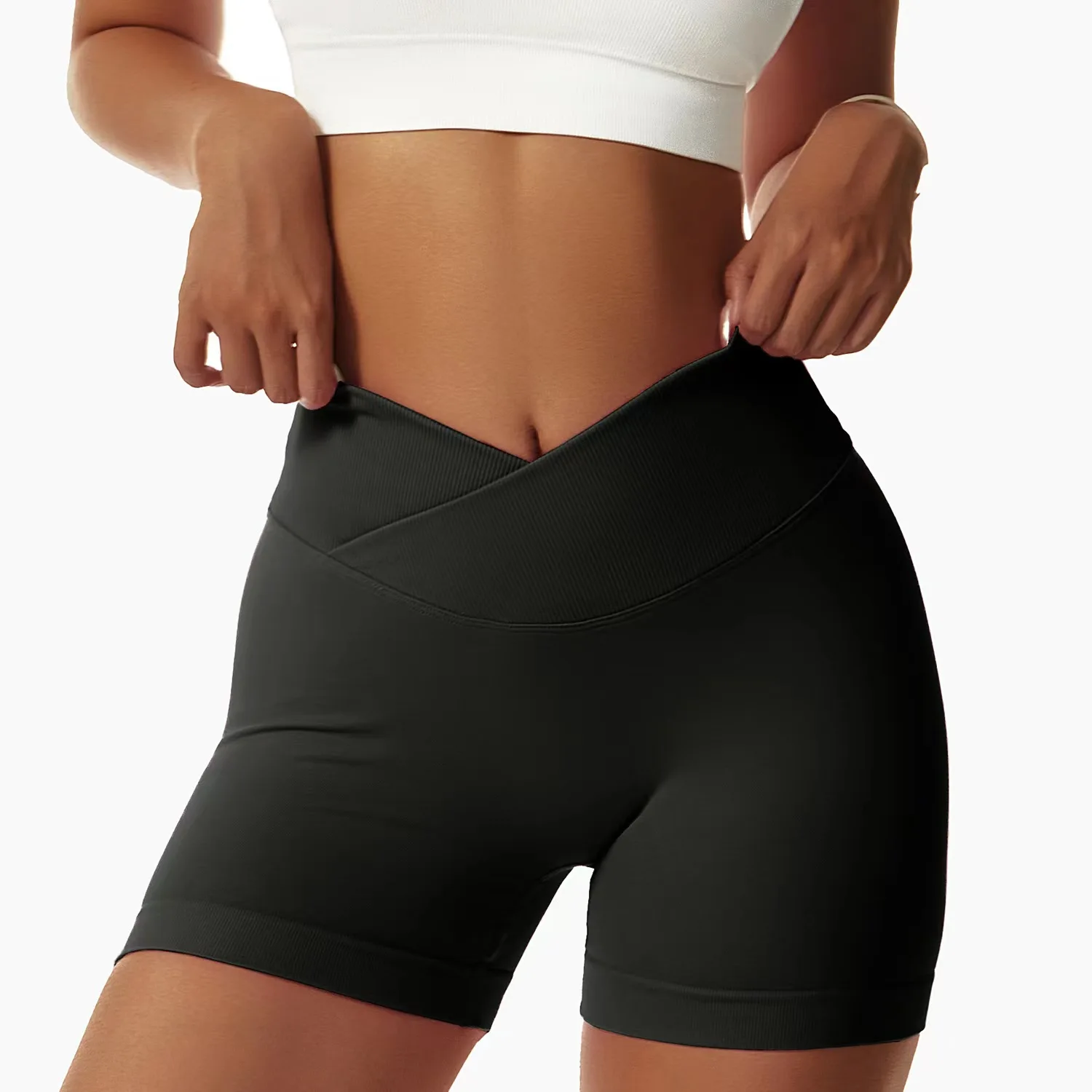 Hot Gym Clothing Seamless Yoga Pants Women Yoga Shorts Tights V Waist Scrunch Butt Short Legging