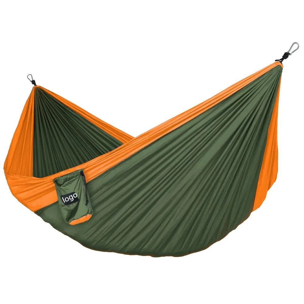 
210T parachute nylon outdoor camping double person nylon hammock with tree straps 