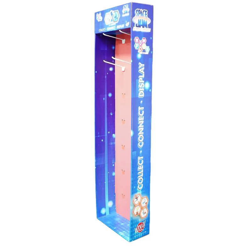 Custom suspensibility Floor Racks Pop Cardboard Shelf Retail Display Stand With hook