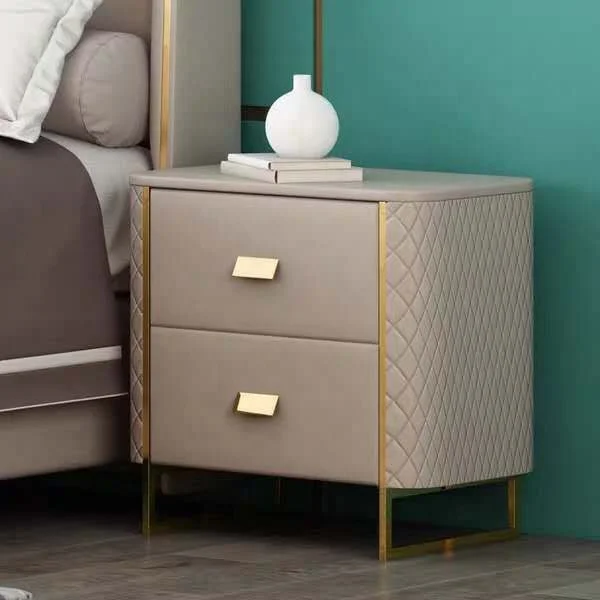 2022 European modern luxury leather lamp table customized night stand hot sale bed side table