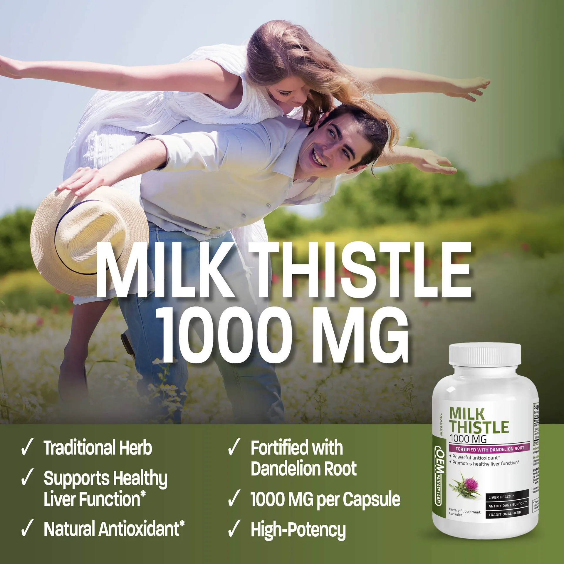 Herbal Liver Support Supplement Silymarin Milk Thistle Extract with Dandelion Root Liver Detox Capsules
