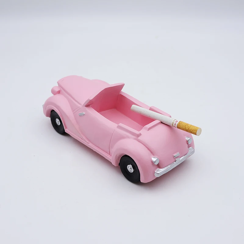 Custom pink resin open top classic car ashtray wholesale unique smoking accessories home bar decoration cigar ash trays logo