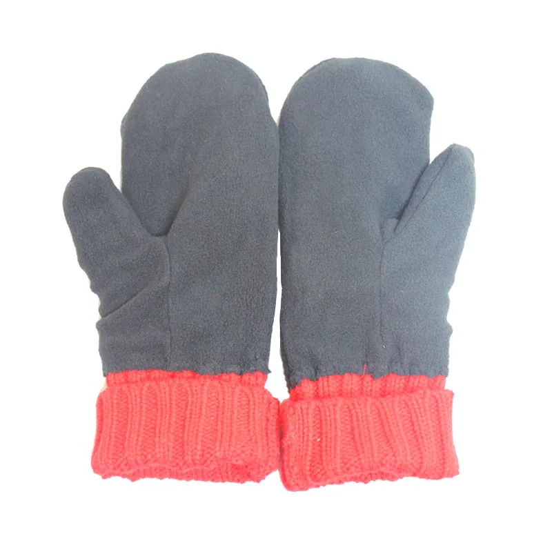 Red Warm Fingerless Knitted Animal Pattern Mittens Gloves